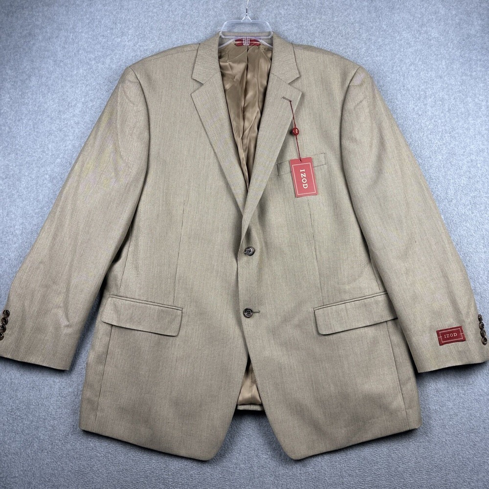 Izod Blazer Mens 48R Tan Suit Jacket Rayon Blend Sports Coat‎ NWT $250